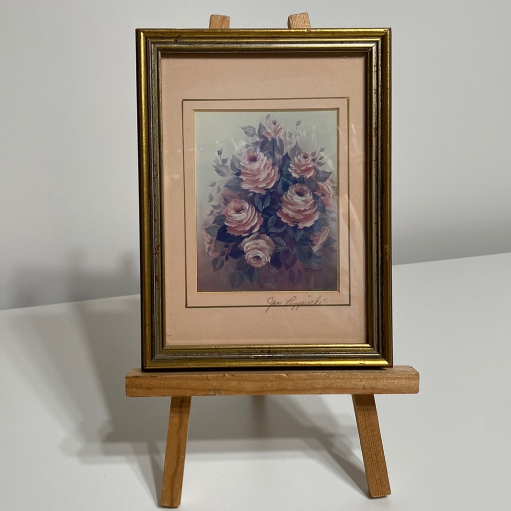 Pink Roses Framed Art Print Signed Jan Przysiecki